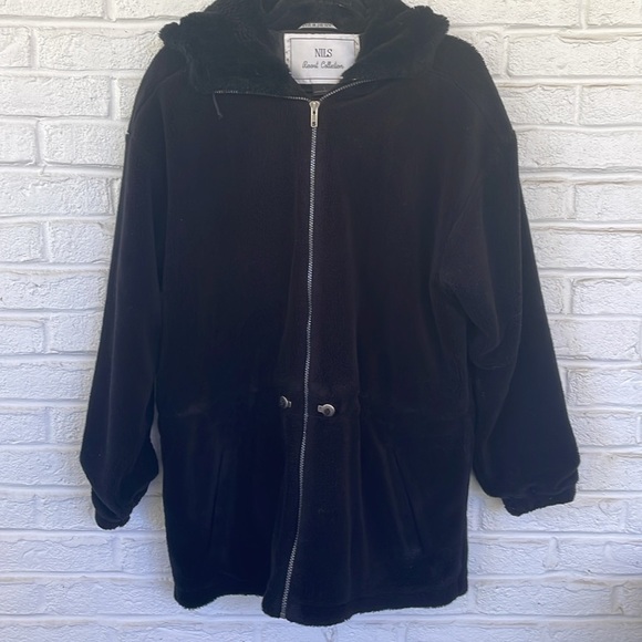 NILS Resort Wear Cozy Black Plush Teddy  Coat - Picture 2 of 12